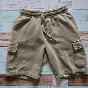 Kids Cargo Sweat Shorts with Elastic Waist - Khaki